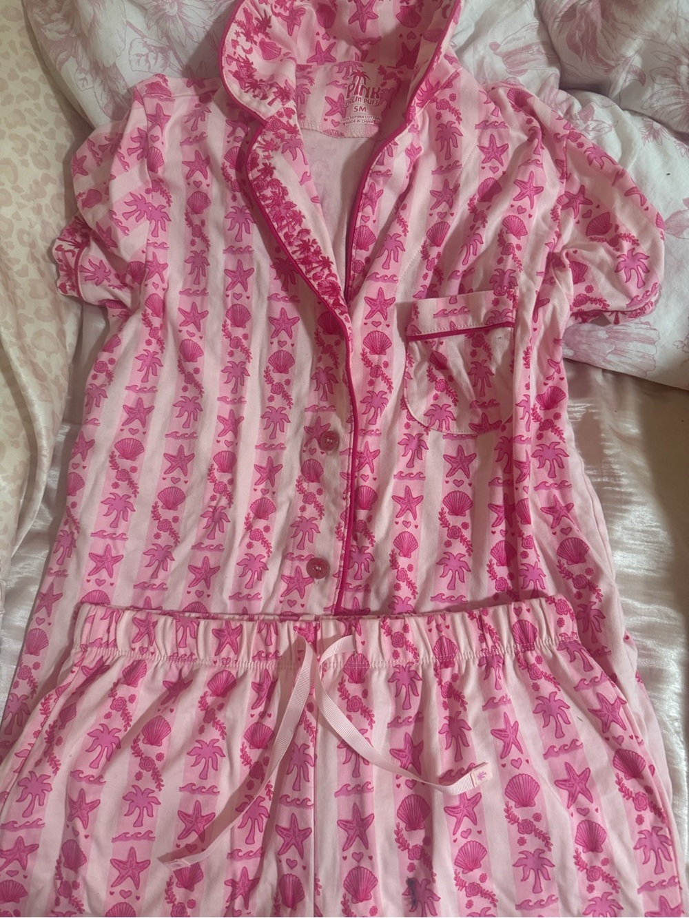 Pink Palm Puff Pajamas